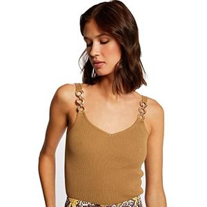 Morgan Tanktop van gebreid, vierkant, 221 MJOY, karamel, maat L dames