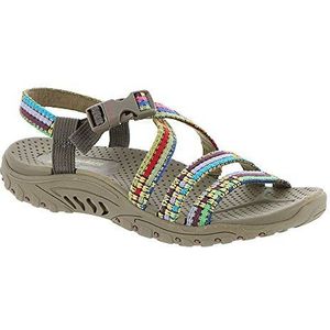 Skechers Women's Reggae-SEW ME-Boho Woven Strappy Slingback Sandal, Taupe Multi, 9 M US