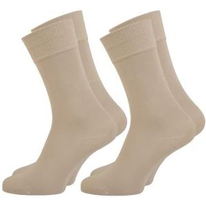 Nur Die Set van 2 comfortabele bamboe sokken voor heren, zachte comfortabele band, beige-grijs, 46