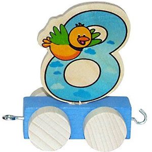 Hess houten speelgoed 00450 - Waggon voor verjaardag cijfers 7 cm 8 met vogel