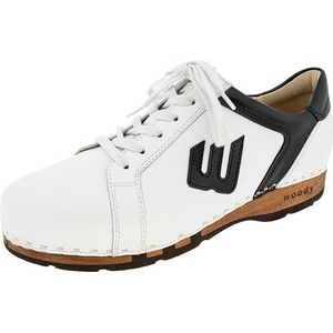 Woody Heren Wayne houten schoen, wit zwart, 41 EU, Wit zwart, 41 EU