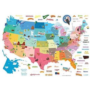 Ambiance-Live Muursticker kind kaart van de Verenigde Staten