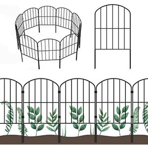 OUSHENG Decoratieve tuinomheining 10 stuks, totaal 3 m (L) x 60 cm (H) Roestvrije metalen draad hekwerk grens dierlijke barrière, bloemenrand voor landschap patio tuin buiten, gebogen