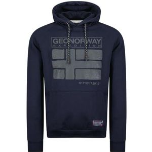 Geographical Norway Gariceama Heren - Hoodie met kangoeroezak voor heren - Sweatshirt Logo Pullover Hood Hoody Warm Lange Mouwen - Heren Lente Zomer Herfst Winter (Marineblauw), Marineblauw, XL