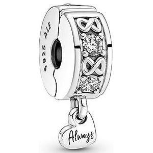 PANDORA - Charm Clip - Sterling Zilver - Zirkonia - Hartvormig - Altijd