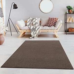 Fashion4Home - Tapijt woonkamer – effen tapijt, effen tapijt voor de kinderkamer, slaapkamer, werkkamer, kantoor, hal en keuken - laagpolig tapijt, bruin-taupe, afmetingen: 120 x 170 cm