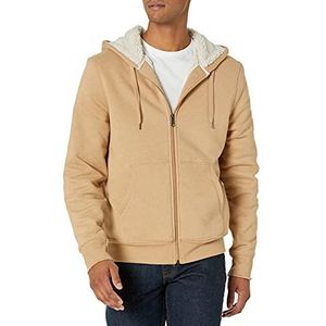 Amazon Essentials Men's Met sherpa gevoerde fleecetrui met capuchon en volledige ritssluiting, Camel, XS