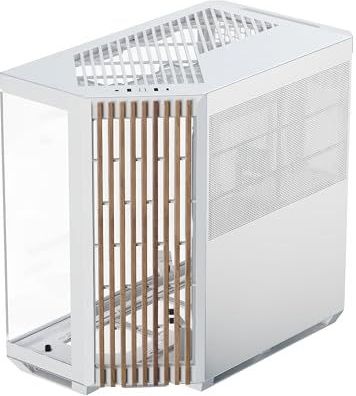 APNX V1 ATX PC-behuizing met dubbele kamer, middentoren luchtstroom, panoramische glaspanelen, 10 ventilatorsleuven, 360 mm radiatorondersteuning, hoekinlaat 16 cm x 2 ventilatorbeugel, GPU-montage,