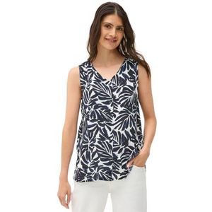 Cecil - Gedessineerde Blousetop - Blauw - Mouwloos - Viscose