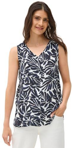 Cecil - Gedessineerde Blousetop - Blauw - Mouwloos - Viscose