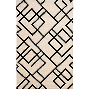 Safavieh woonkamer tapijt, SOH790, handgetuft wollen tapijt, beige/zwart, 120 x 180 cm