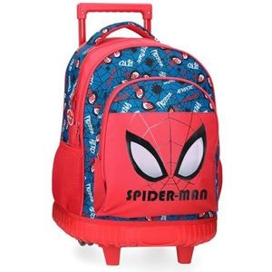 Joumma Marvel Spiderman Authentic rugzak, compact, 2 wielen, polyester, 30,24 l, rood, 32 x 43 x 21 cm, Rood, Compacte rugzak met 2 wielen