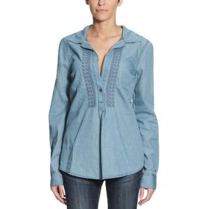 Tommy Jeans Dames lang - normale blouse, blauw (chambray), 32