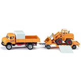 siku 4117, Two-Piece Construction Set, Incl. Mercedes-Benz 710 Truck with Bölling Wheeled Loader, Kramer 411 Model, 1:50, Metal/Plastic, Yellow, Movable parts