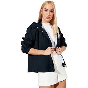 TRENDYOL Dames oversized met capuchon ritssluiting coat, Donkerblauw, XS