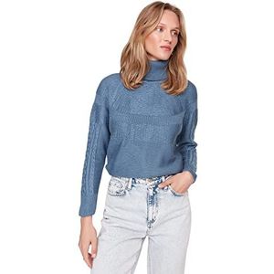 Trendyol Coltrui voor dames, effen Regular Sweater, Indigo, L, Indigo, L