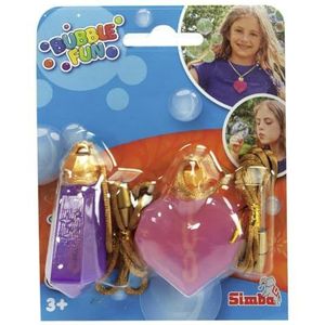 Bubble Fun Bellenblaasketting, dubbele set, 2 kettingen met hart en kristallen hanger, 2 x 15 ml loog, L: 60 cm, vanaf 3 jaar