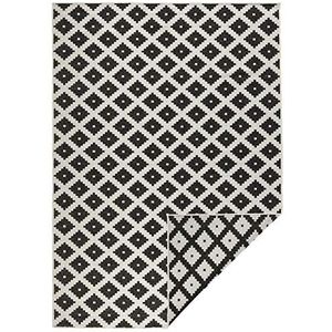 Northrugs In & Outdoor omkeerbaar tapijt Nizza zwart crème, 120x170 cm