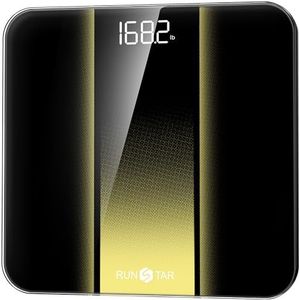 RunStar Digitale weegschaal personen met hoge precisie, goed leesbaar LED-display, precisie weegschaal met 6 mm gehard glas, 400 lb