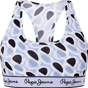 Pepe Jeans Dames P Print Rb Brlt BH, Navy, S, marineblauw, S