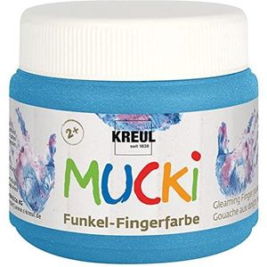 KREUL 28404 - Mucki lichtgevende stoffen vingerverf, 250 ml in blauw, parabeenvrij, glutenvrij, lactosevrij en veganistisch, ideaal voor gebruik met vingers en handen