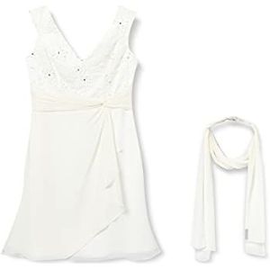 Gina Bacconi Chiffon jurk met kanten lijfje cocktail, wit, 10, Wit, 36