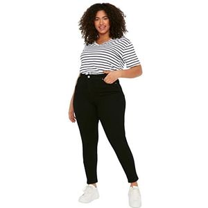 Trendyol Vrouwen Plus Size Hoge Taille Rechte Pijpen Plus Size Jeans, Zwart, 72 grote maten