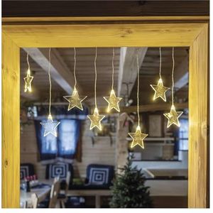 EMOS Mini-lichtgordijn met 8 sterren, led-lichtketting 84 cm met sterren, warmwit, lichtslinger + voeding, lichtduur 10.000 uur, IP44 voor binnen en buiten, voor feestjes, Kerstmis, decoratie
