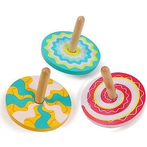 PLANÈTE BOIS - Set van 24 caleidoscoop tollen - FSC - 030146PA - 24 stuks - Multicolor - Hout - Kinderspel - Recreatie - Kermis - Om te verzamelen - 6 cm x 6 cm - Vanaf 3 jaar