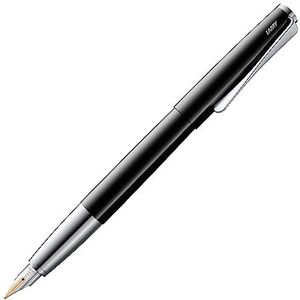 LAMY Studio Premium vulpen 068 roestvrij staal in hoogwaardige zwarte lakafwerking en 14 kt. Gouden veer veer dikte OM, propellervormige clip, incl. inktpatroon LAMY T 10 blauw