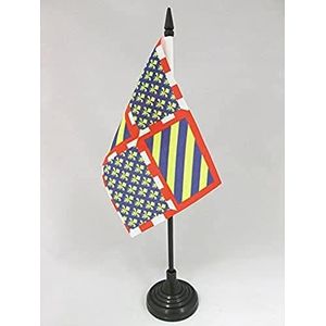 Provincie Bourgogne Tafelvlag 15x10 cm - Provincie de Bourgogne Desk Vlag 15 x 10 cm - Zwarte plastic stok en voet - AZ FLAG