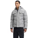 JACK & JONES - Gewatteerde Jas - Lichtgrijs - Met Capuchon - Warm Gevoerd
