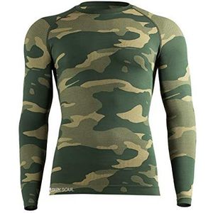 STARK SOUL Baselayer voor heren, hemd camouflage legergroen, S/M