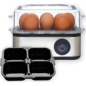 Venga! Multifunctionele eierkoker, met inzetstuk voor gepocheerde eieren, 500 W, zwart/roestvrij staal, VG EK 3000
