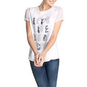 ESPRIT Collection Dames T-shirt met paillettenversiering, meerkleurig (Off White 103), L
