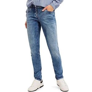 Cecil Dames B376019 jeansbroek los, mid blue willekeurig bleached wash, W25/L32, Mid Blue Random Bleached Wash, 25W x 32L