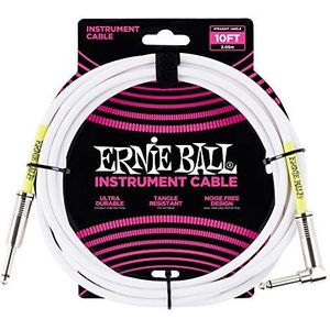 Ernie Ball 6049 kabel voor muziekinstrumenten, geassembleerde kabel, PVC, wit, 3 m
