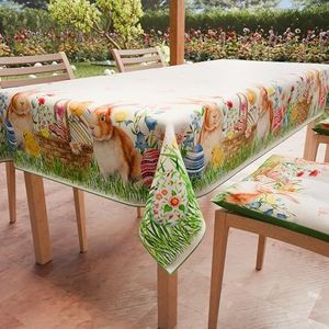 PETTI Artigiani Italiani - Tafelkleed voor Pasen, vuilafstotend, rechthoekig, voor Pasen, keuken, design Bunny X24, zitbank (140 x 450 cm), 100% Made in Italy