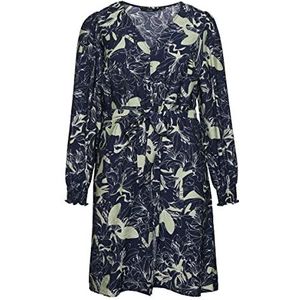 VERO MODA VMABBI NAN LS BLK Shirt Dress WVN CUR Vrouwelijke jurk, Navy Blazer/Aop: abbi, 48 NL