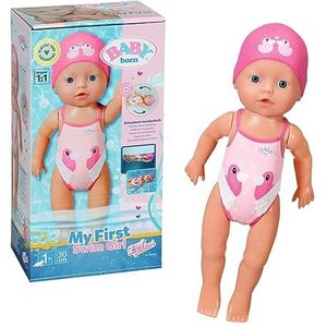 BABY born My First Swim Girl 834060-30cm pop met vast zwempak en muts voor waterspel - Geen batterijen nodig - Geschikt voor kinderen vanaf 1+ jaar.