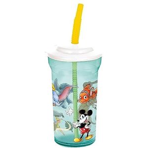 P:os 35322 - Disney drinkbeker voor kinderen met geïntegreerd rietje en deksel, drinkschaal met een inhoud van ca. 460 ml, voor koude dranken