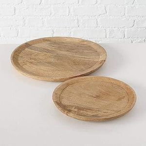 Boltze Bord Maino 1007975 (2-delige set, serveerdienblad van mangohout, 26-35 cm, houten borden voor decoratie, tafeldecoratie, mooie houtnerf, decoratieve schaal)