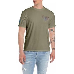 Replay T-shirt voor heren, regular fit, 408 Light Military, XL