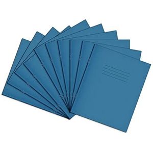 Rhino 8 x 6,5 oefenboek | 8 mm gevoerd + marge | 48 pagina's/10 stuks - ideaal schoolboek voor notities, oefeningen en essays (lichtblauw)