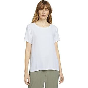 TOM TAILOR Dames T-shirt in materiaalmix 1025787, 10315 - Whisper White, XS