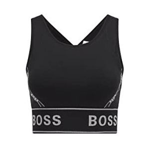 BOSS Dames C Eamina Slim Fit Crop Top met logo Artwork, zwart 1, S