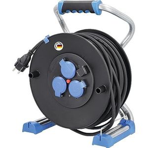 as - Schwabe Xperts Kunststoffkabeltrommel 40m H07RN-F 3G2,5 mit Schutzkontaktstecker, Thermoschutzschalter, 3x Schutzkontaktsteckdose mit Klappdeckeln 230V, 16A, 3500W, Made in Germany, IP44, 23624