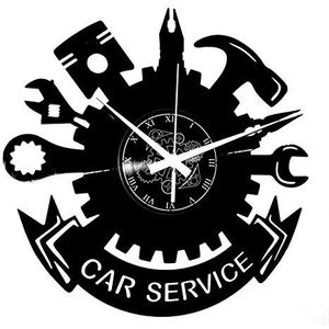 Vinyl Wandklok Vintage Handgemaakte Decor Thuiskantoor Auto Service Mechanische Auto Body Auto Reparatie