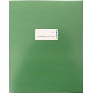 HERMA 20047 Kartonnen boekomslag Quart, 10-delige set niethoezen met tekstveld, van stevig en extra sterk papier, voor schoolschriften, groen