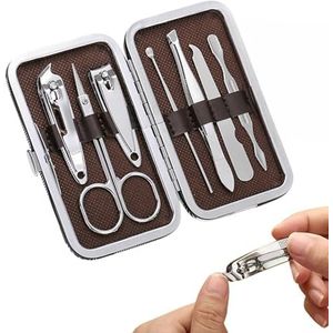 PARENCE.- Set van 7 manicure- en pedicuretools met opbergdoos (11x6,5x1,5 cm) - Multifunctioneel, universeel, set voor hand- en voetverzorging - 7 stuks